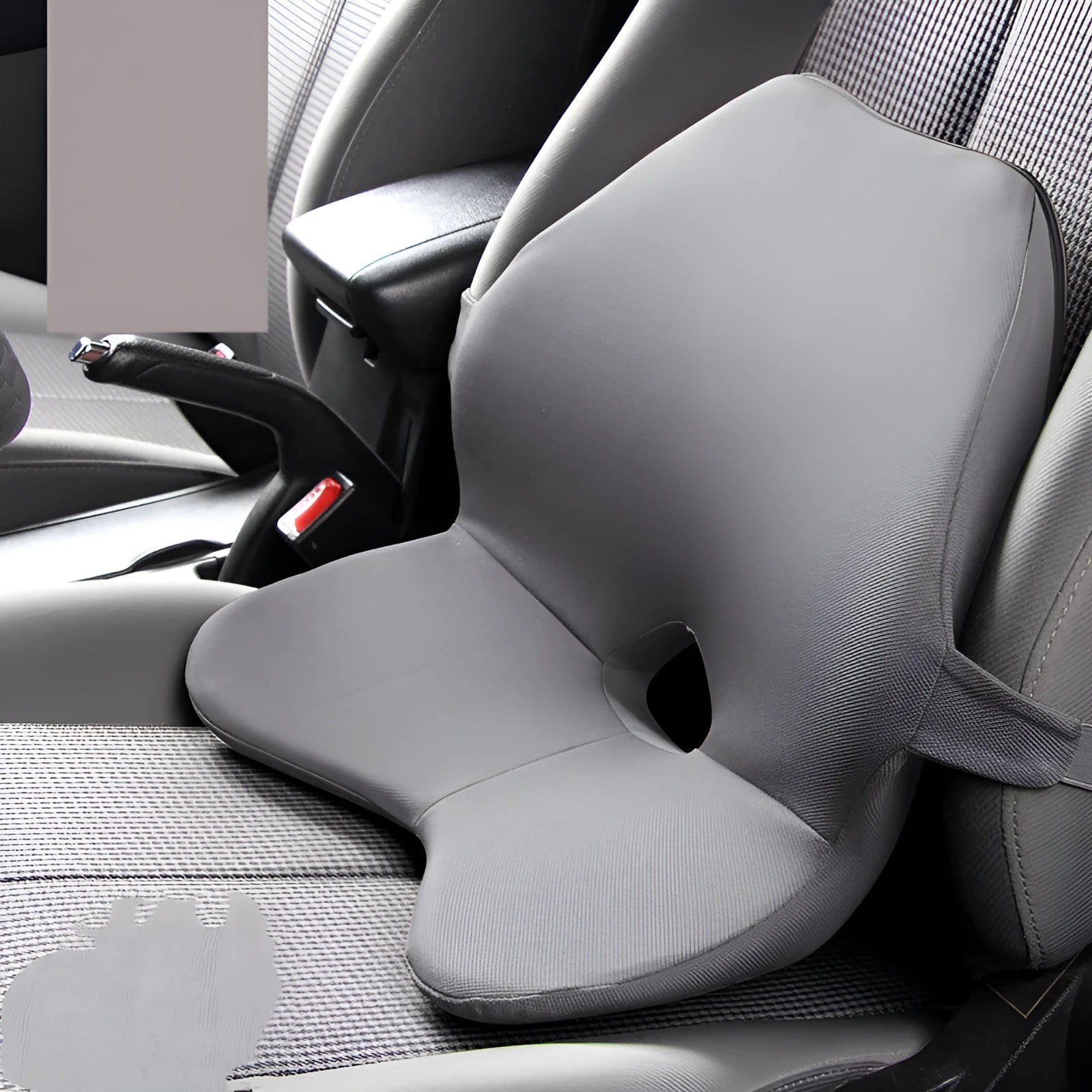 Car memory foam waist cushion with optional headrest in neutral colours for lumbar support while driving