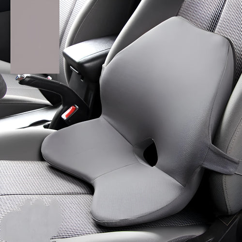 Car memory foam waist cushion with optional headrest in neutral colours for lumbar support while driving