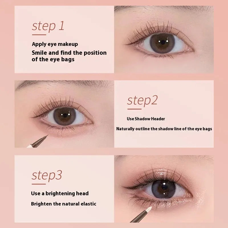 Liquid eyeliner pen with double headed silkworm brush tip in pearlescent colours