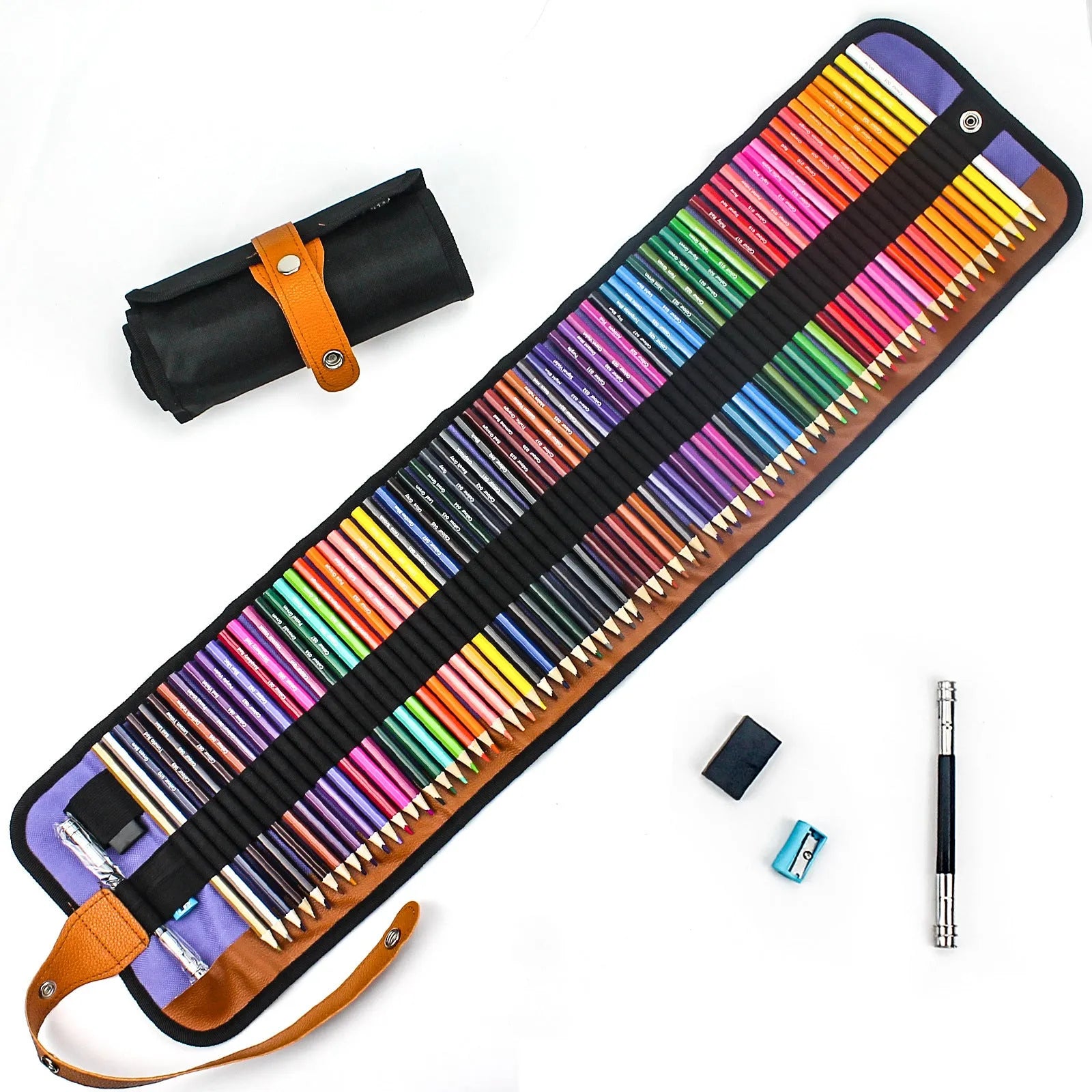 Set of 50 wooden coloured pencils in a wooden storage case for oil painting.