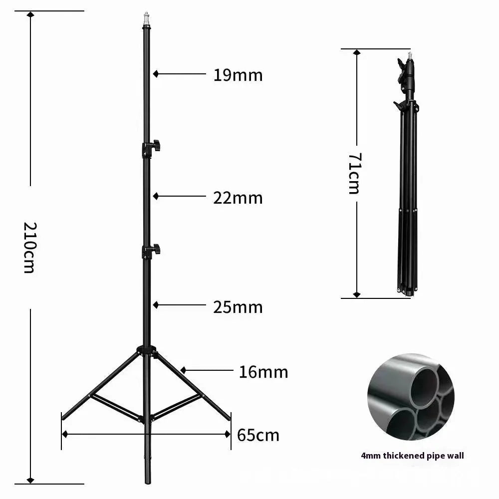 Photography light stand tripod with mobile phone holder in frosted finish