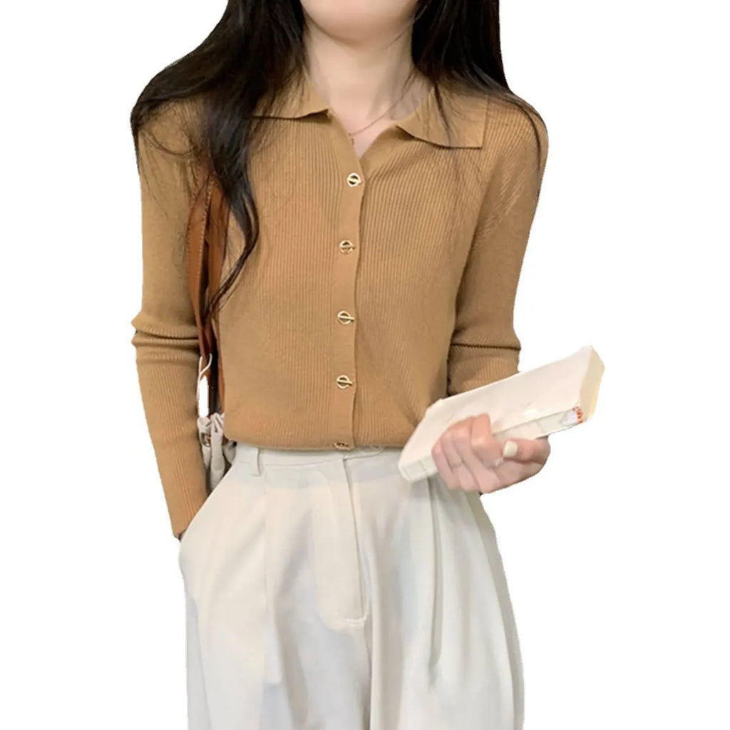 Long sleeved loose fit knitted cardigan top in viscose fibre, shown in beige colour.