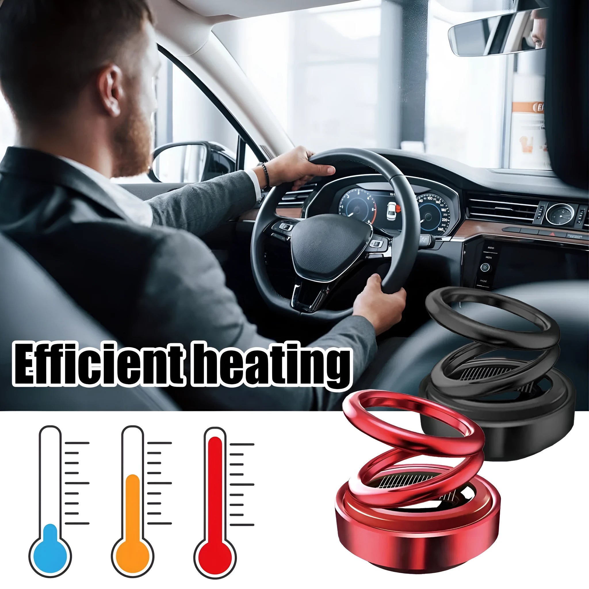 Portable miniature vibration radiator car air freshener heater black red colours