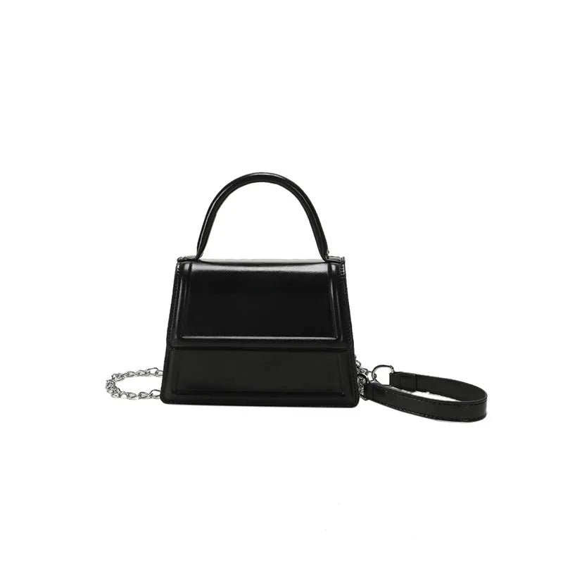 Retro PU leather crossbody shoulder bag in horizontal square shape with sewing line details