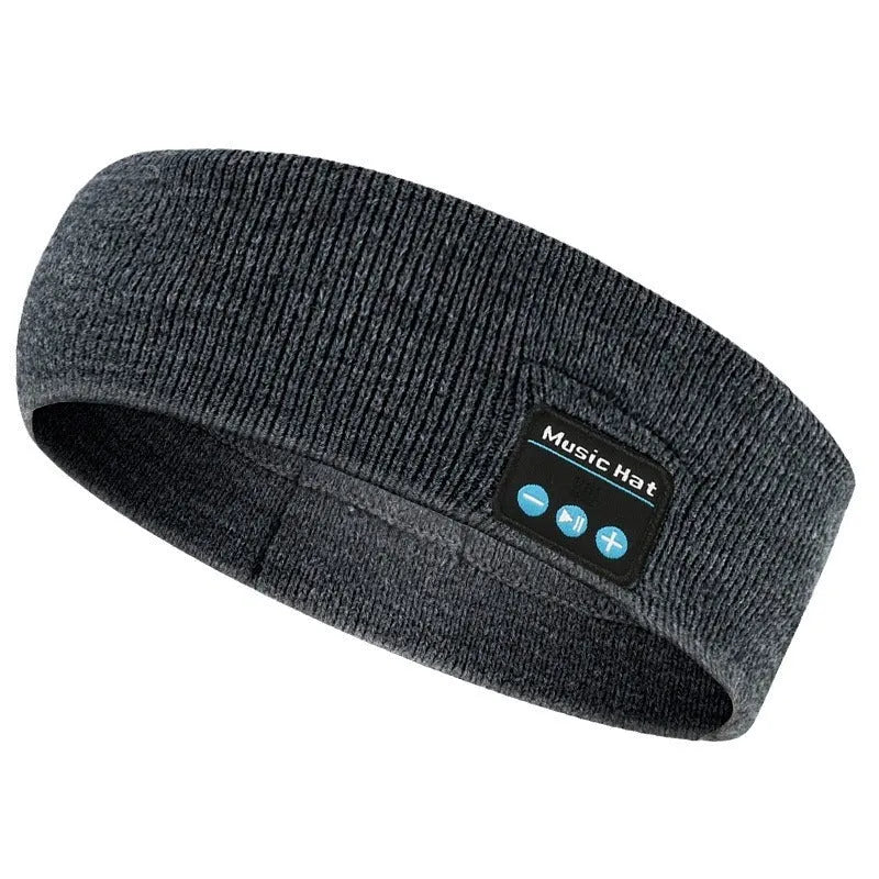 Bluetooth 5.4 sports headband with removable washable fabric scarf in black colour