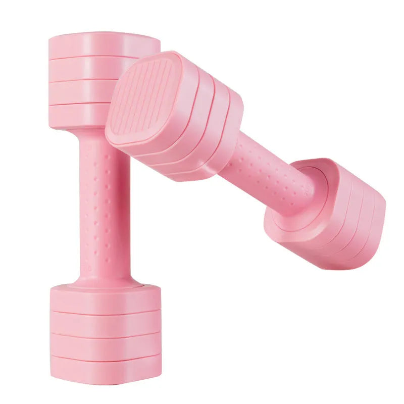 Detachable pink dumbbell set for women's fitness weighing 5lb with ABS plastic construction