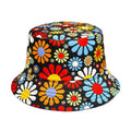 Floral pattern dome crown bucket sun hat in polyester fabric
