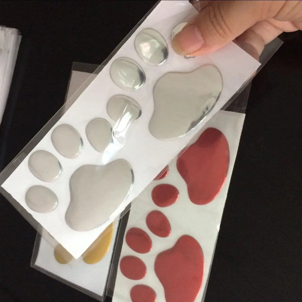 PVC hand-shaped brush and dog footprint car bumper sticker in multiple colours