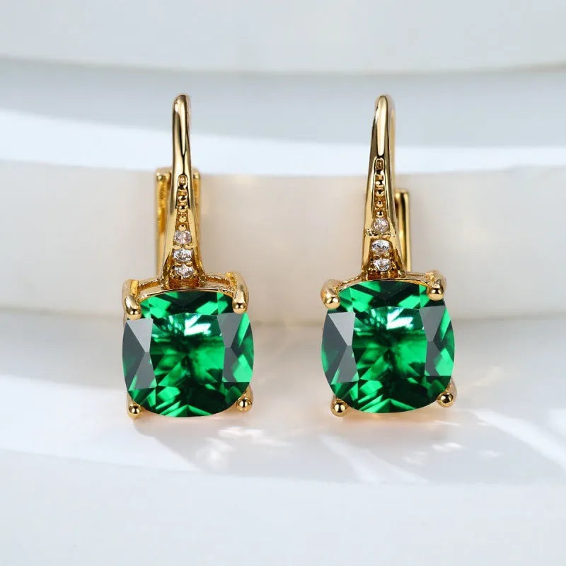 Geometric square ear clips with moissanite inlays in gold silver and coloured electroplated finishes
