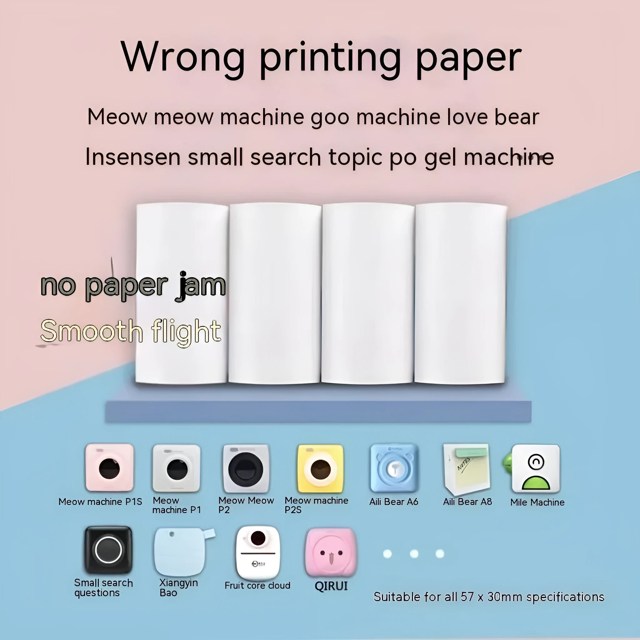 Three rolls of 57mm wide thermal paper in a box for student and cash register printers.