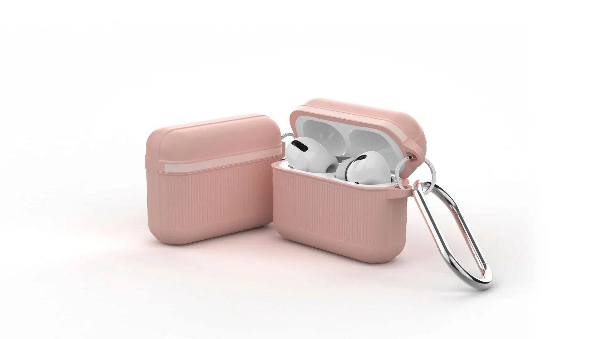 Silicone clamshell case for Apple AirPods with metal buckle in multiple colour options.
