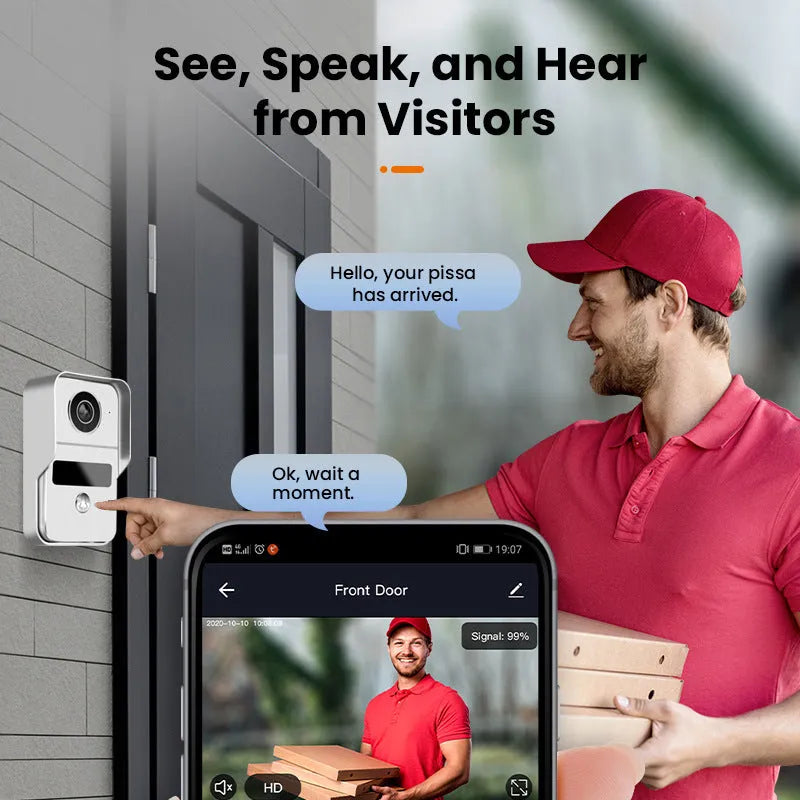 1080P network video intercom doorbell system with 10-inch display screen and colour HD camera