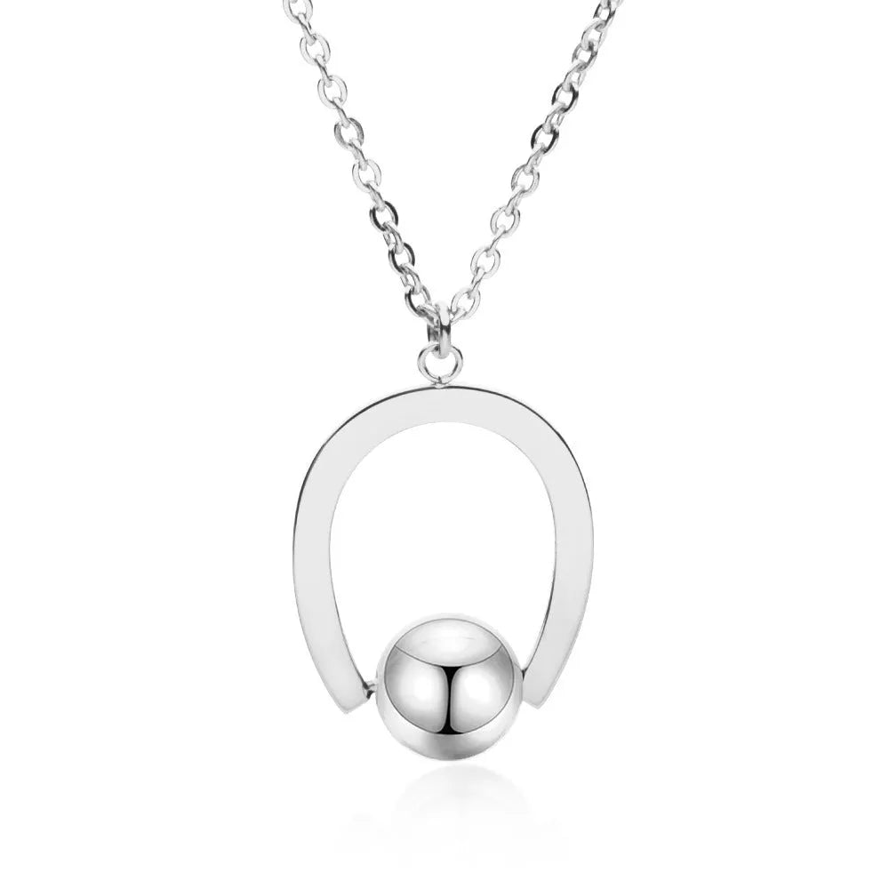 Stainless steel geometric pendant necklace with cross chain and adjustable length