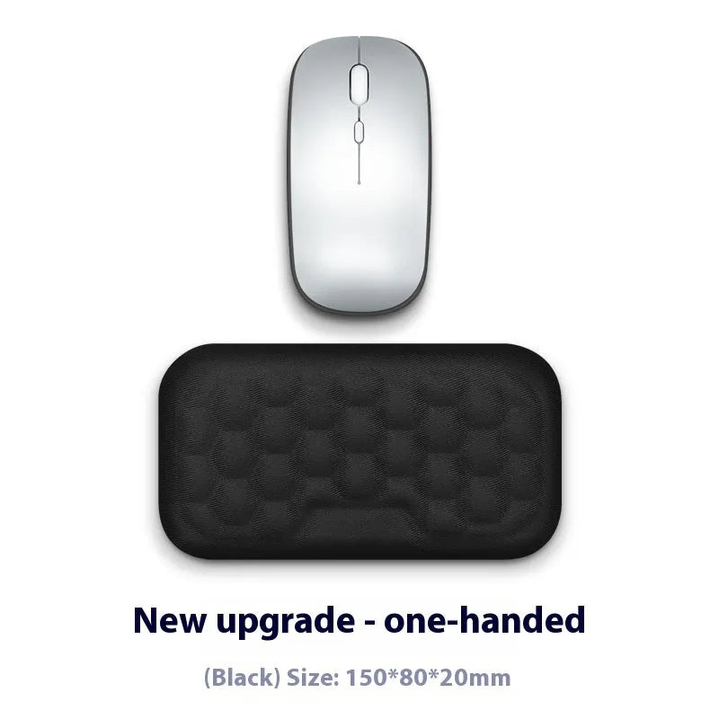 Memory cotton wrist pad for computer use in black or grey with cloth or leather options