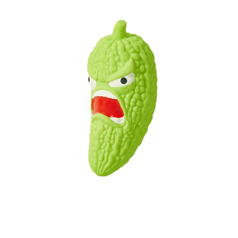 Realistic bitter melon and chili shaped dog chew toy for teeth cleaning and boredom relief