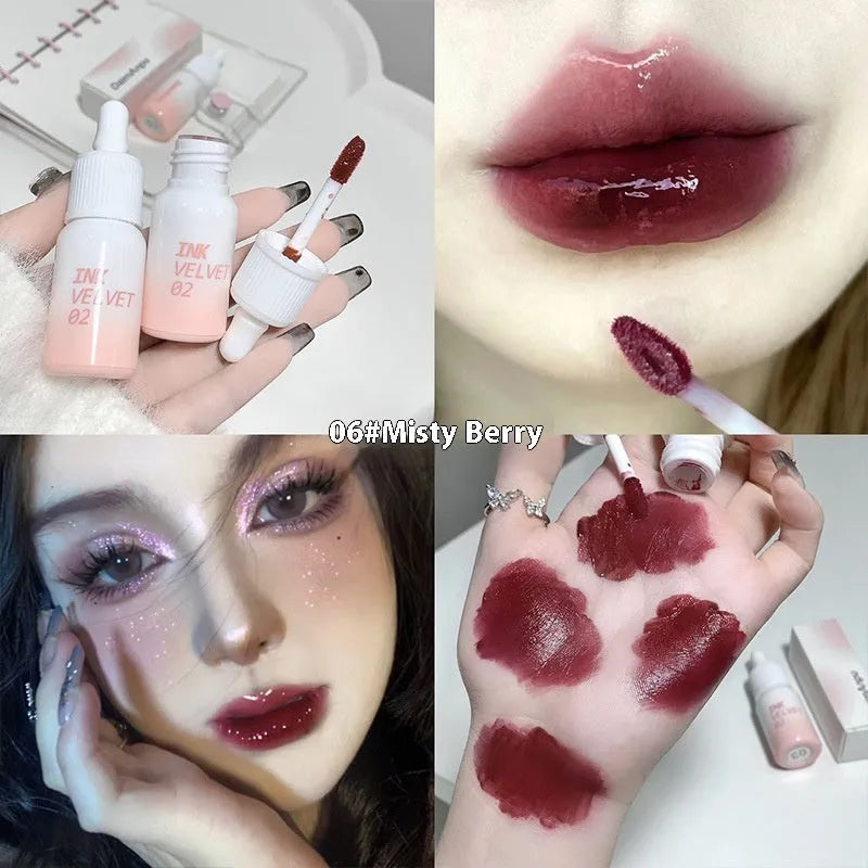 Milk Huhoo series mirror lip lacquer in 3.5g packaging with four shade options