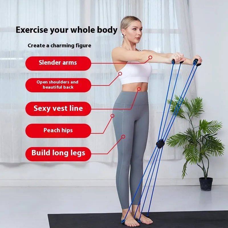 Blue eight-character shoulder puller fitness equipment with TPR construction for resistance training