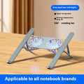Silver aluminium laptop cooling stand with twin fans and height adjustment, shown folded.