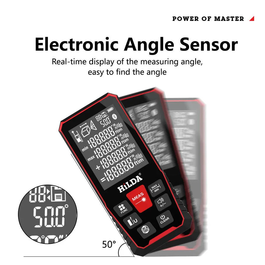 Laser rangefinder distance measuring tool with plastic housing for 100m or 120m maximum range measurement