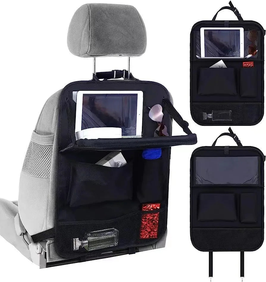 Black Oxford cloth car seat back buggy bag showing 42x30 cm hanging storage organiser