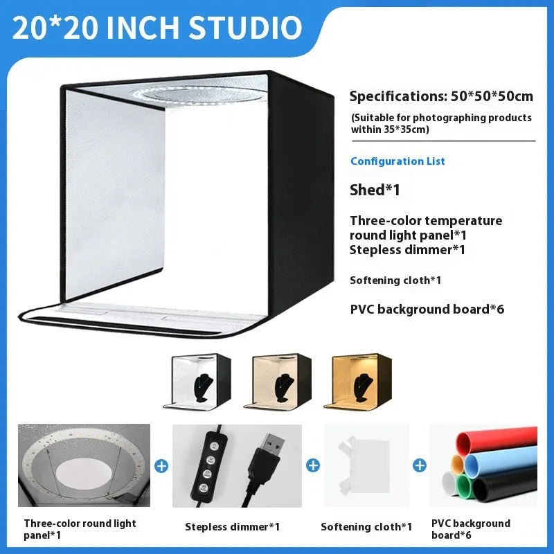 50cm studio light box with metal frame and collapsible design for product photography
