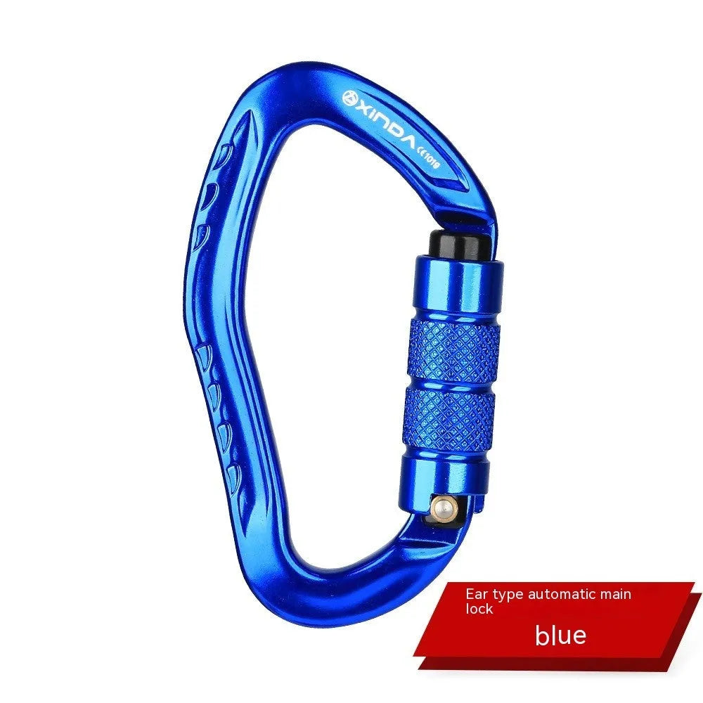 Automatic master lock climbing carabiner in five colour options for outdoor rock climbing