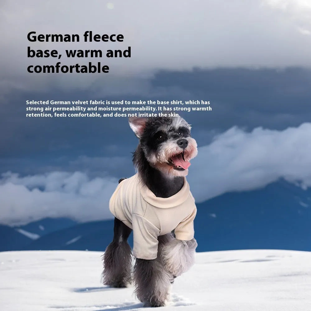 Winter dog warm two-piece suit in brown polyester for sizes S to 3XL