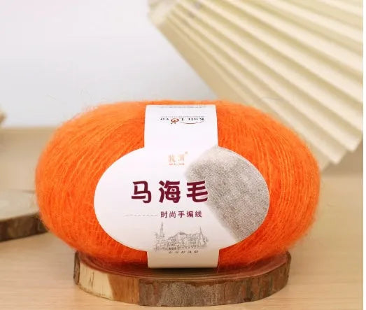 Mohair wool ball for DIY scarf kit with 34 colour options including white, grey, pink and blue