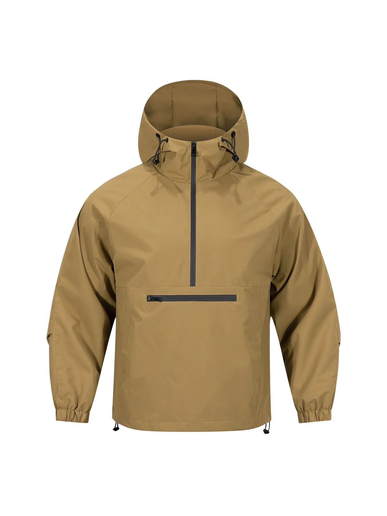 Men's Korean-style loose half-zip hooded jacket in corduroy fabric with rabbit fur composition
