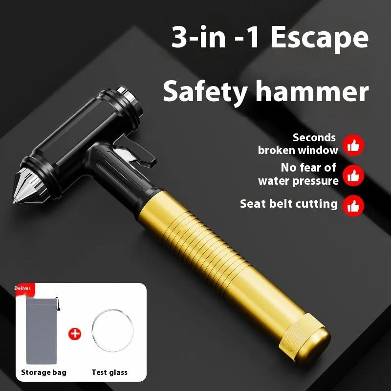 ST-7100 car safety hammer made of 45# carbon steel in silver white and black gold with 17cm length
