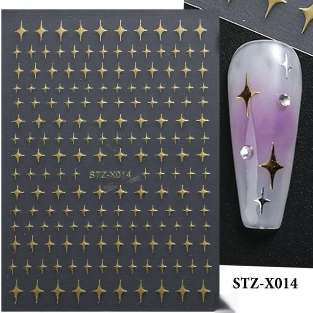 Black and silver strip cartoon nail art stickers on plastic patch