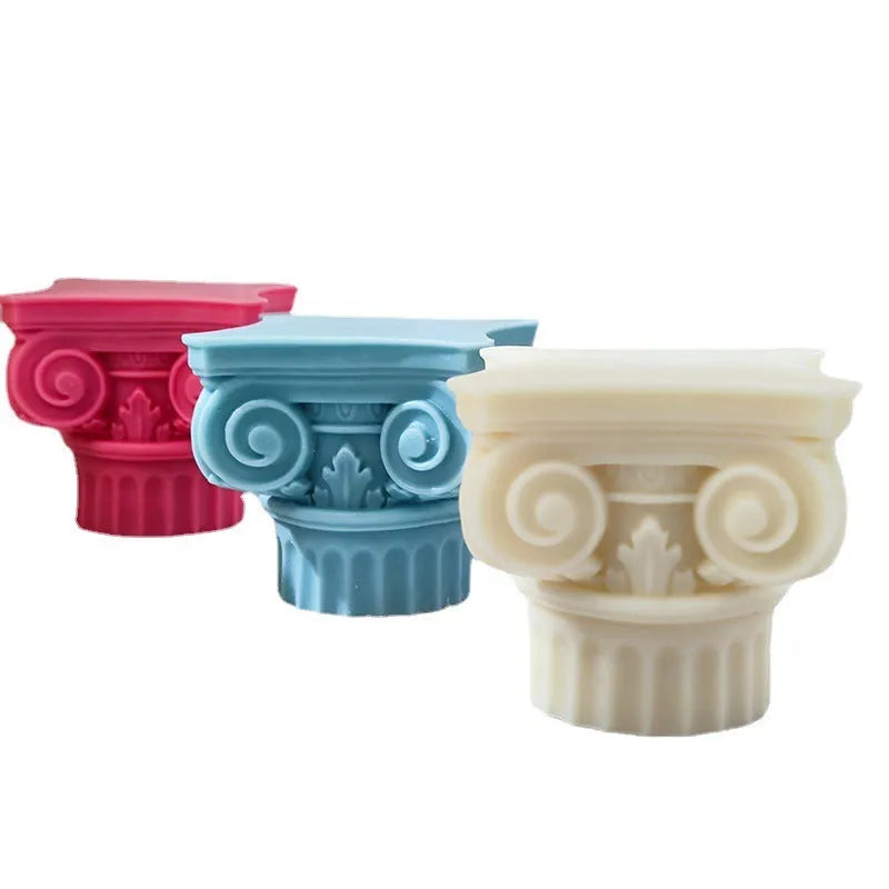 Silicone Roman pillar craft mold for making candles, chocolate, soap and plaster decorations.