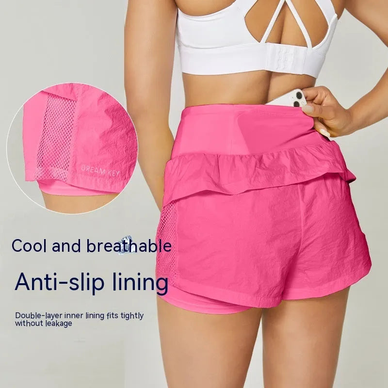 Women's cotton blend quick-dry sports shorts in loose casual fit showing colour options