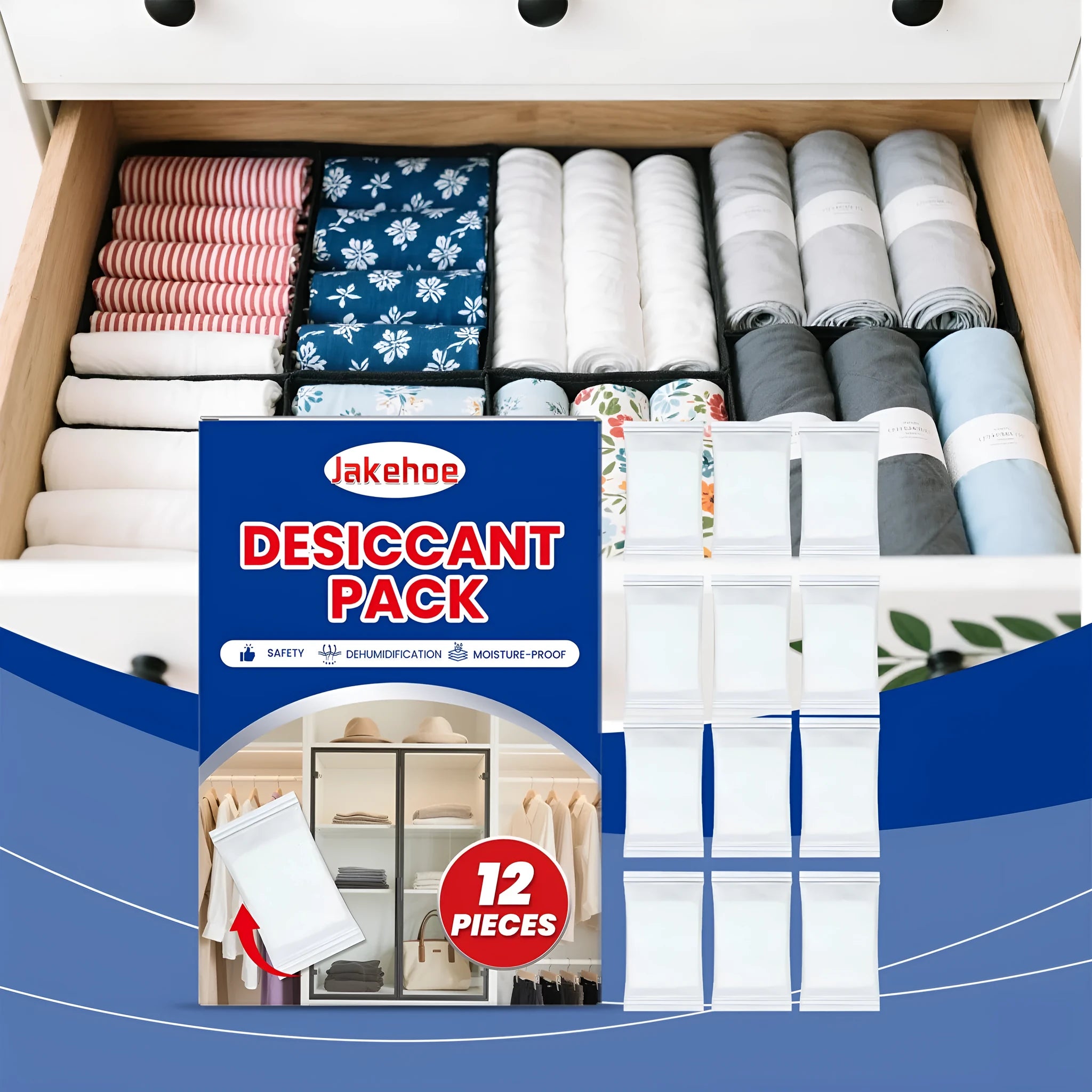 12-pack of household desiccant moisture absorber units with calcium chloride and wood pulp