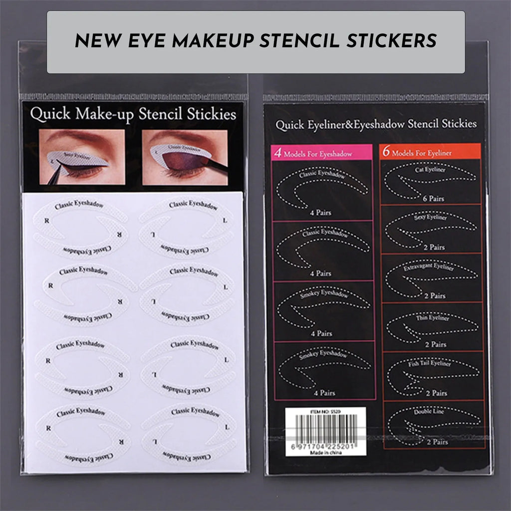 Set of four reusable adhesive eyeliner and eyeshadow makeup template stickers
