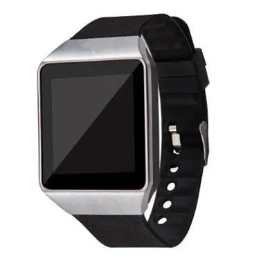 Black Bluetooth smart watch with 1.44-inch touch screen on a wrist, showing time display.