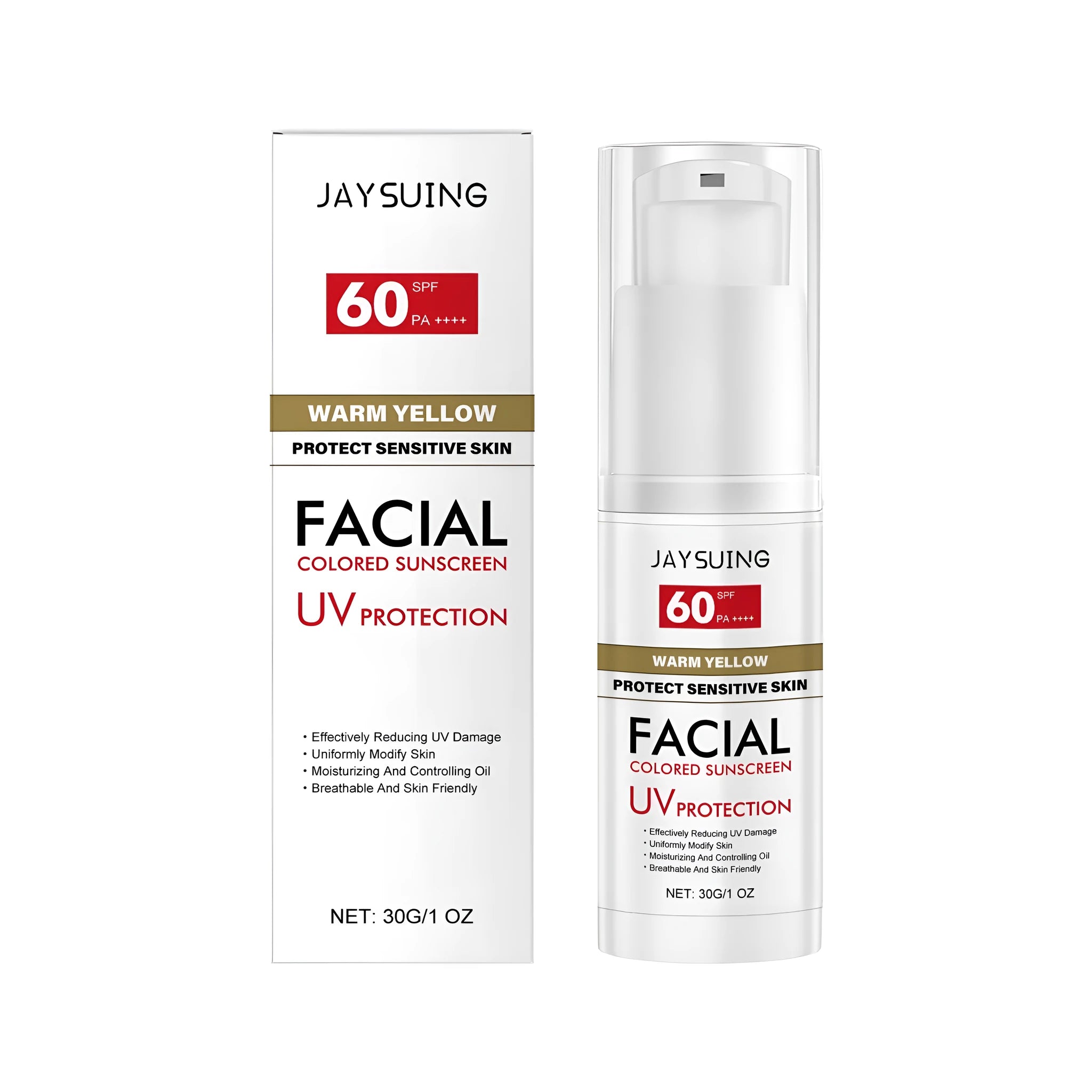 30g tube of lightweight facial sunscreen cream with hyaluronic acid and Centella asiatica extract