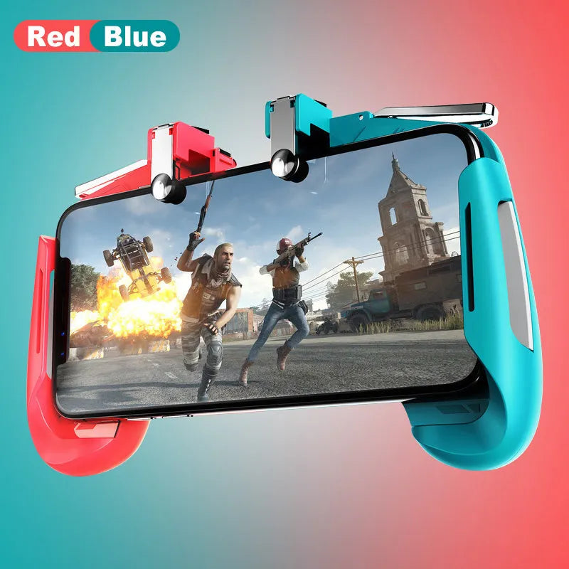 AK16 Colorful adjustable mobile phone game controller with extendable design in black, black white, and red blue colours