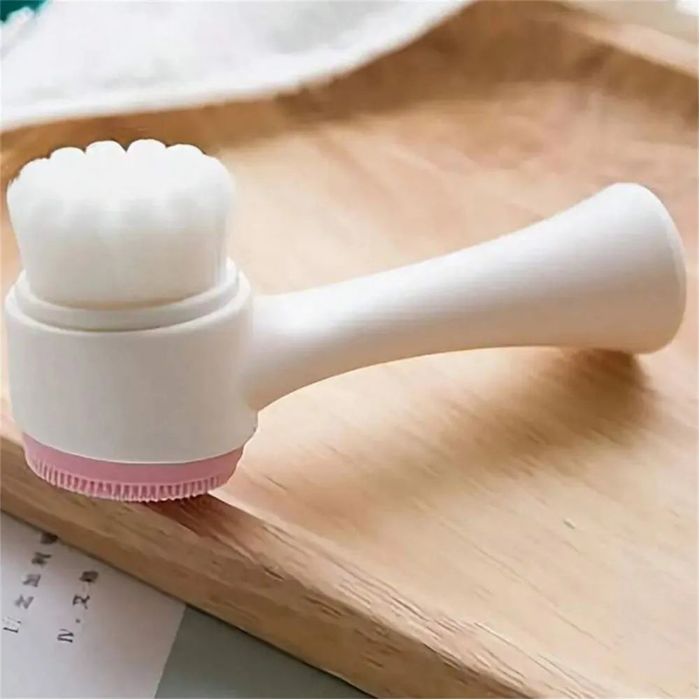Blue nylon bristle pet paw brush for dog and cat grooming on white background