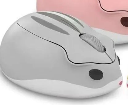 Hamster 109E wireless Bluetooth silent mouse in yellow, pink, or grey colour on a white background.