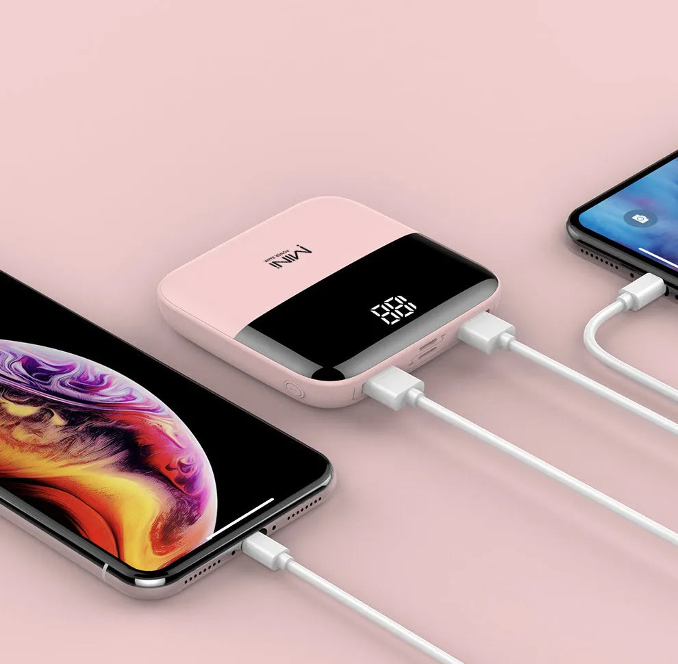 10000mAh Android power bank with digital display showing battery percentage