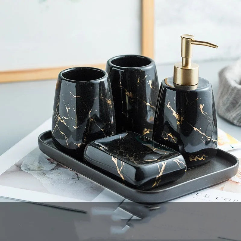 Ceramic bathroom wash set in light luxury style with fine porcelain construction