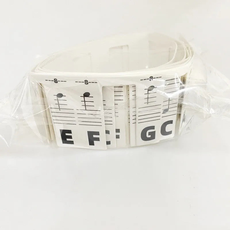 Piano note bar stickers for 88-key keyboards with colour-coded staff notation and black note indicators