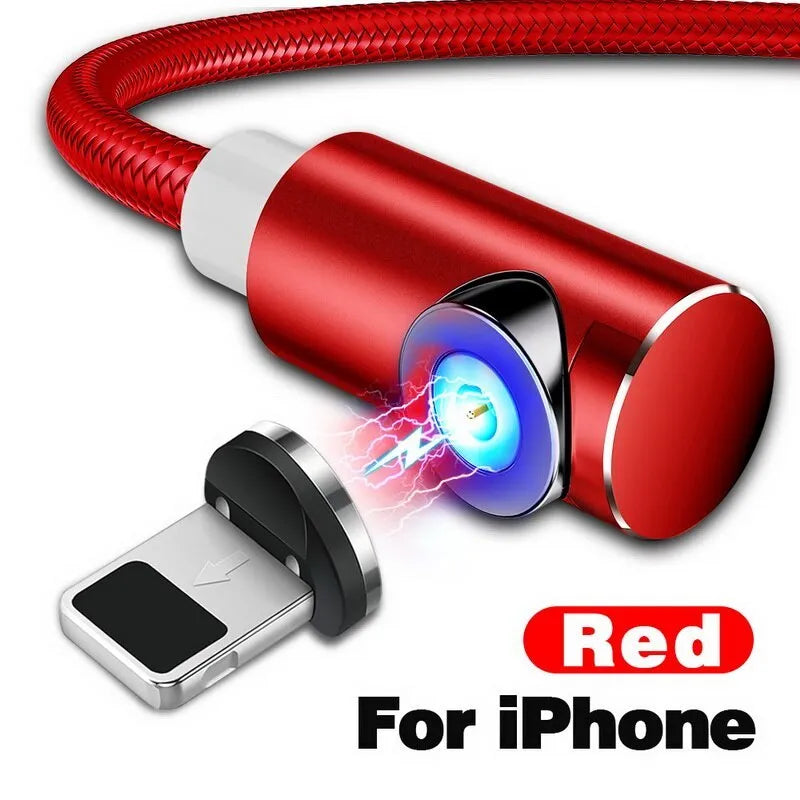 Magnetic charging cable with aluminium housing showing blind magnetic alignment and colour options