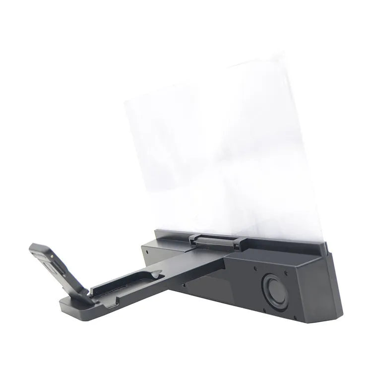 Universal mobile phone screen amplifier with 12-inch acrylic lens and ABS housing on a table.