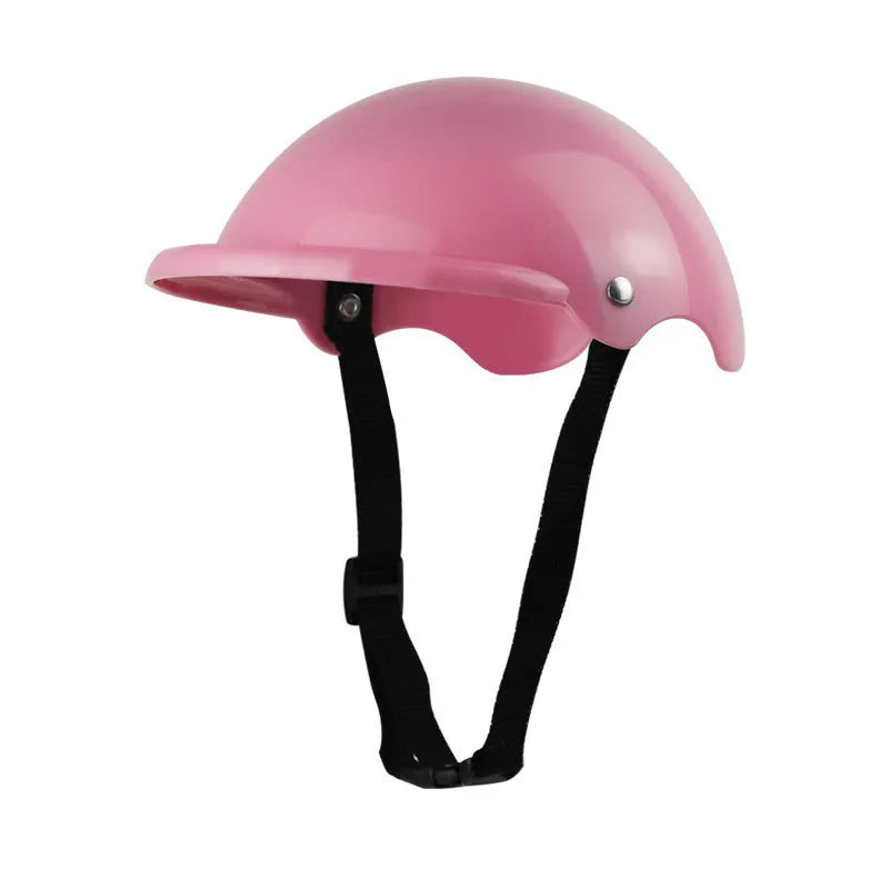 Small S size plastic pet motorcycle helmet in pink, black, yellow, or green for dog safety.