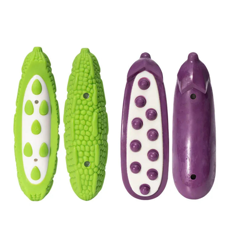 Green and purple meat-scented simulation dog toys in small and large sizes for bite-resistant chewing