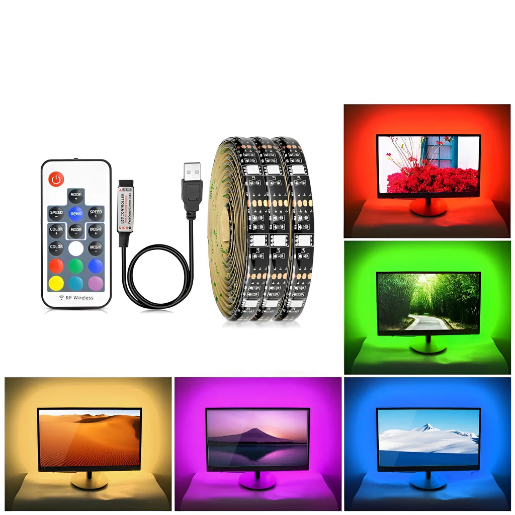 Flexible LED strip lights with 30 LEDs per metre for TV and computer background illumination