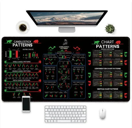 Large gaming mouse pad with printed game artwork on natural rubber surface