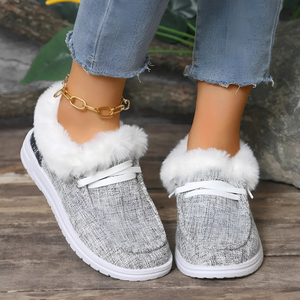 Women's Pumps Plus Size Flat Heel Furry Retro Casual Mom Shoes Suede Leather Round Toe Breathable Wear-Resistant Low Top Shallow Mouth Rubber Sole Oversleeves Style Available in Black White Gray Sizes 36-43